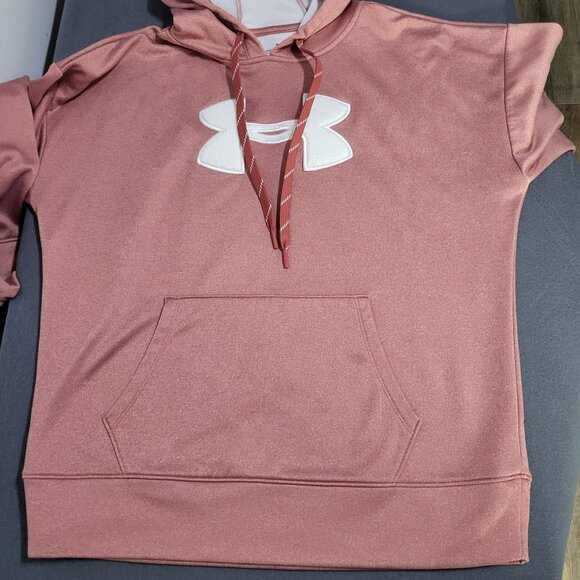 Under Armour Womens Med Fleece Chenille logo Hoodie Fractal Pink Light Heather - Picture 6 of 9